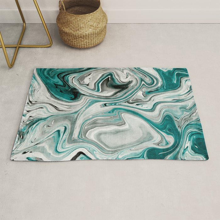 Green Marble Liquid Swirl Green Rug Gallery Image 1