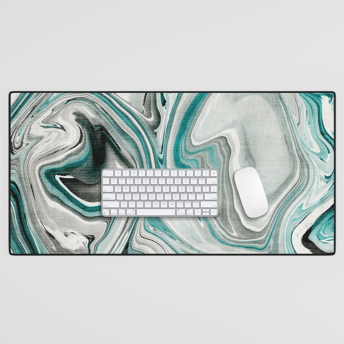 Green Marble Liquid Swirl Green Desk Mat Gallery Image 1