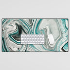 Green Marble Liquid Swirl Green Desk Mat Gallery Image 1