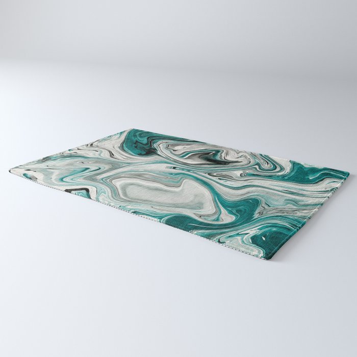 Green Marble Liquid Swirl Green Rug Gallery Image 3