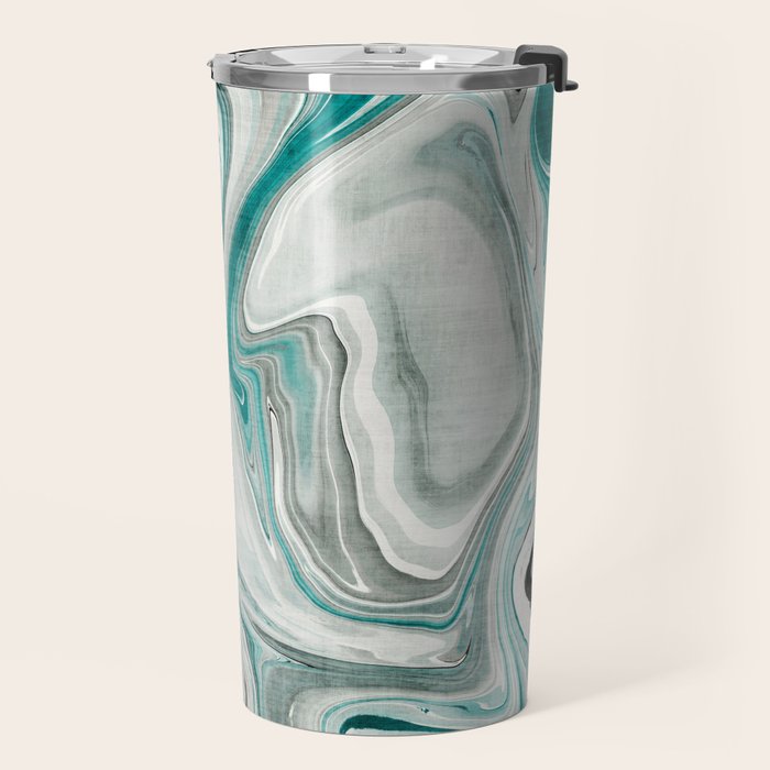 Green Marble Liquid Swirl Green Travel Mug Gallery Image 2