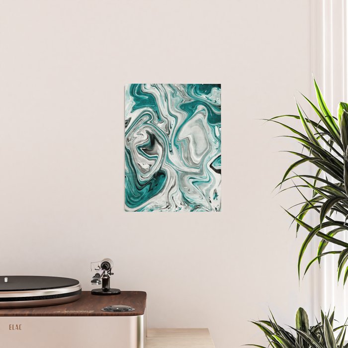 Green Marble Liquid Swirl Green Poster Gallery Image 2