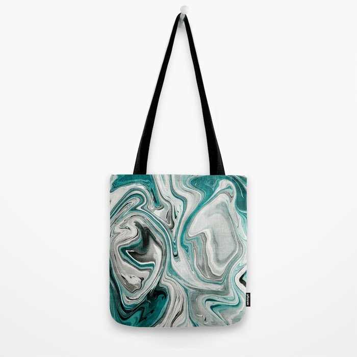 Green Marble Liquid Swirl Green Tote Bag Gallery Image 2