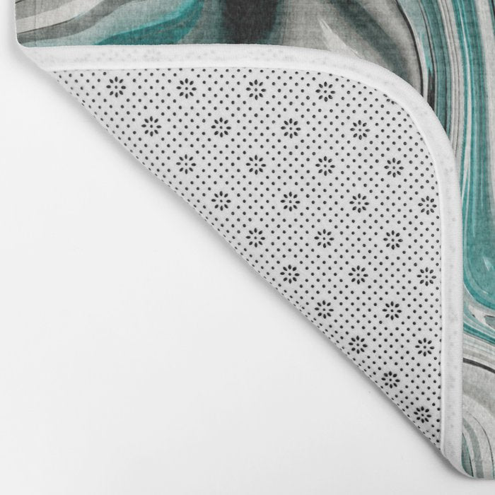 Green Marble Liquid Swirl Green Bath Mat Gallery Image 2
