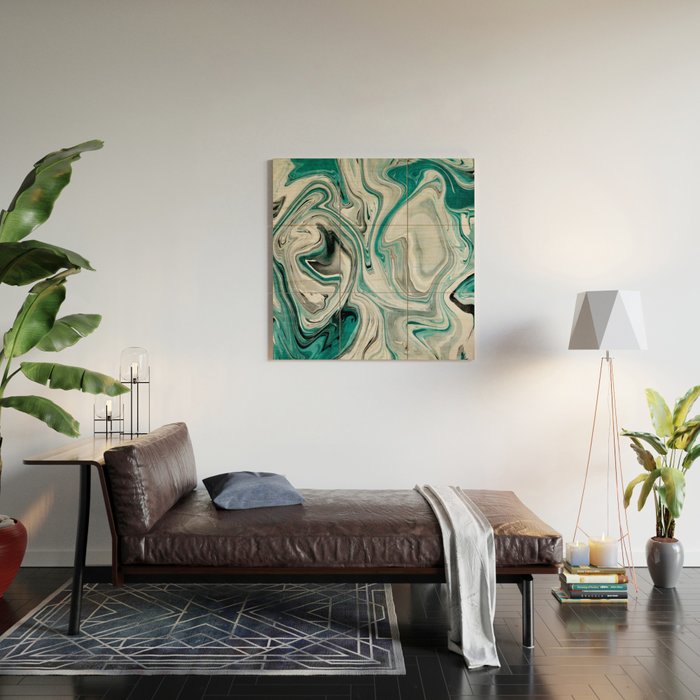 Green Marble Liquid Swirl Green Wood Wall Art Gallery Image 2