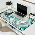 Green Marble Liquid Swirl Green Desk Mat Gallery Image 2