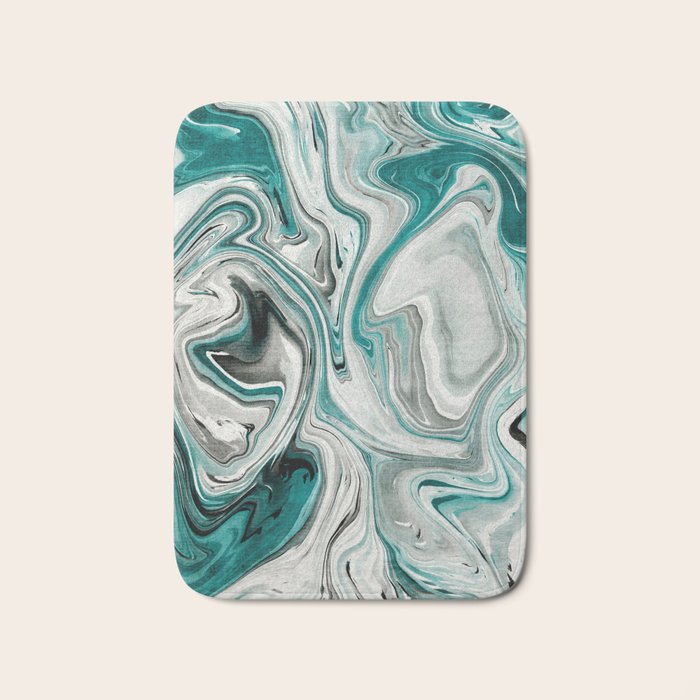 Green Marble Liquid Swirl Green Bath Mat Gallery Image 1