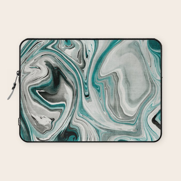 Green Marble Liquid Swirl Green Laptop Sleeve Gallery Image 1
