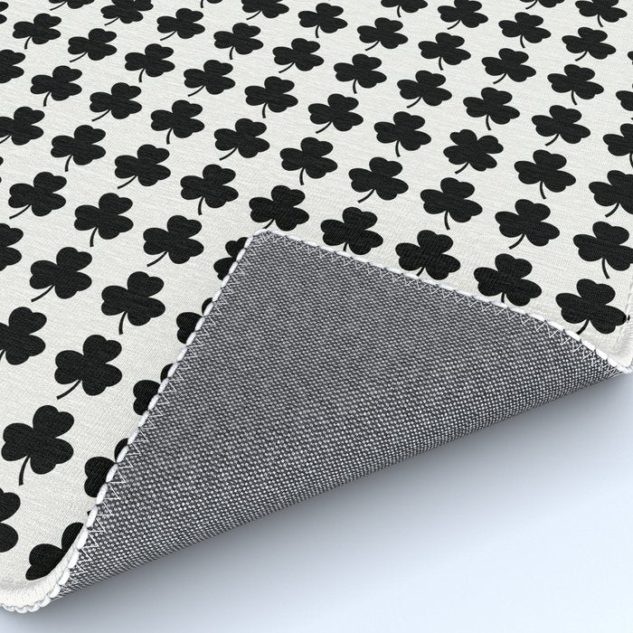 Clovers I Black and White Botanical Pattern Rug Gallery Image 4