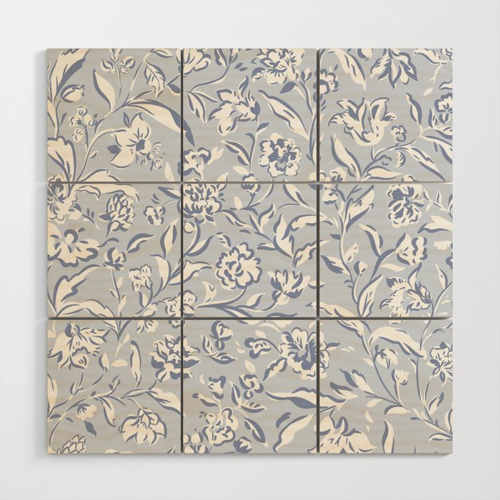 Painterly Florals - Light Blue Wood Wall Art Gallery Image 1