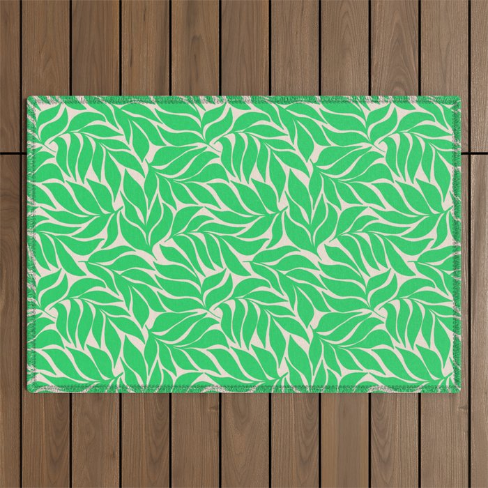 Green Palm Leaves Pattern Outdoor Rug Gallery Image 1