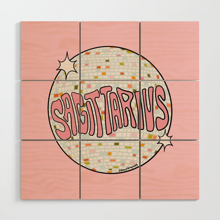 Sagittarius Disco Ball Wood Wall Art Gallery Image 1