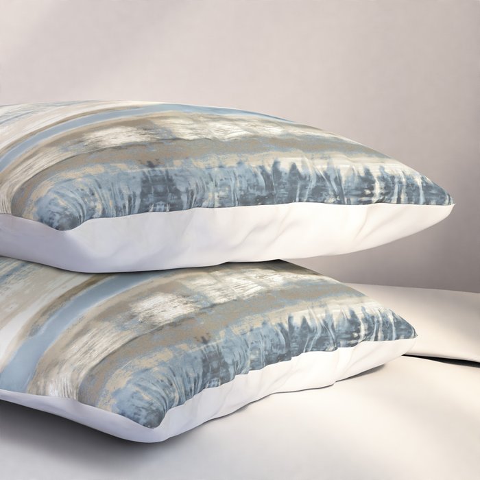 Distressed Blue and White Watercolor Stripe Pillow Sham Gallery Image 3