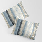 Distressed Blue and White Watercolor Stripe Pillow Sham Gallery Image 3