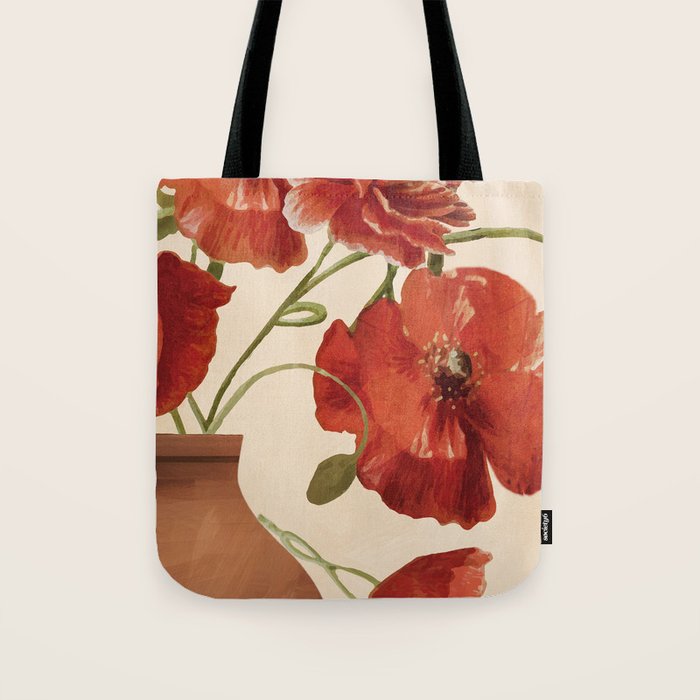 Poppies in Vase 2 Tote Bag Gallery Image 1