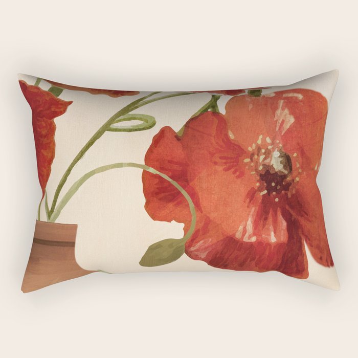 Poppies in Vase 2 Rectangular Pillow Gallery Image 2