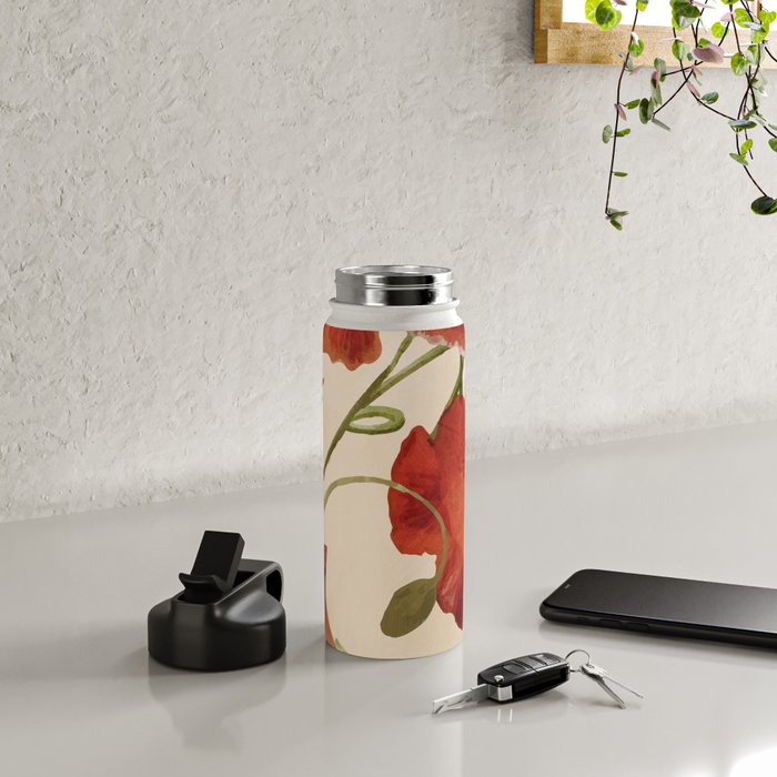 Poppies in Vase 2 Water Bottle Gallery Image 4