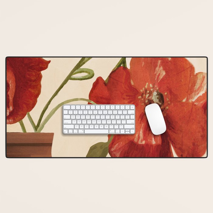 Poppies in Vase 2 Desk Mat Gallery Image 1