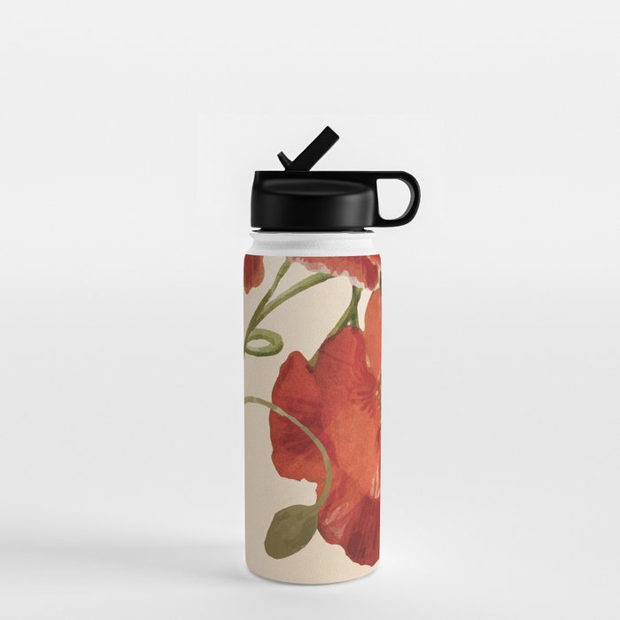 Poppies in Vase 2 Water Bottle Gallery Image 1