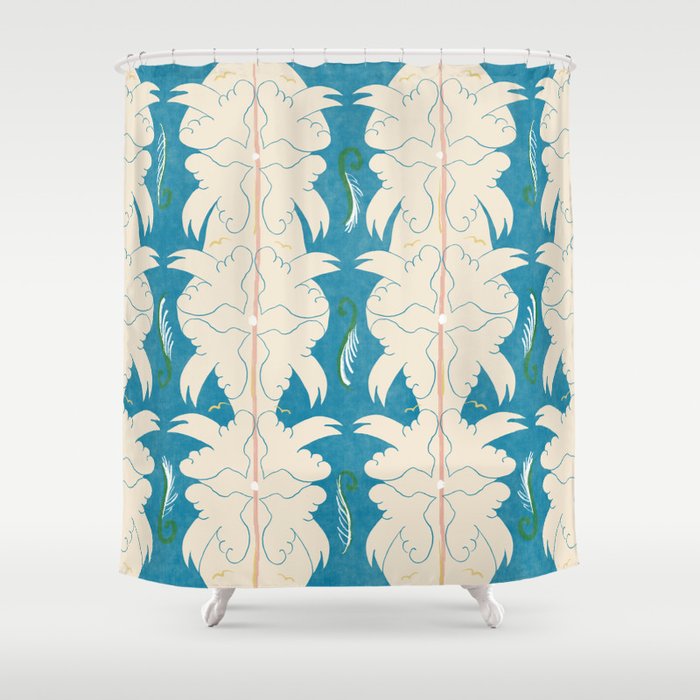 Doves in Blue Shower Curtain Gallery Image 1