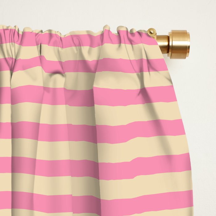 Fine Stripes Narrow Stripe Pattern Pink Cream Window Curtain Gallery Image 2
