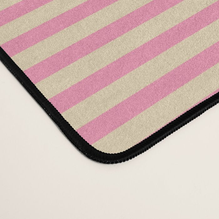 Fine Stripes Narrow Stripe Pattern Pink Cream Desk Mat Gallery Image 4