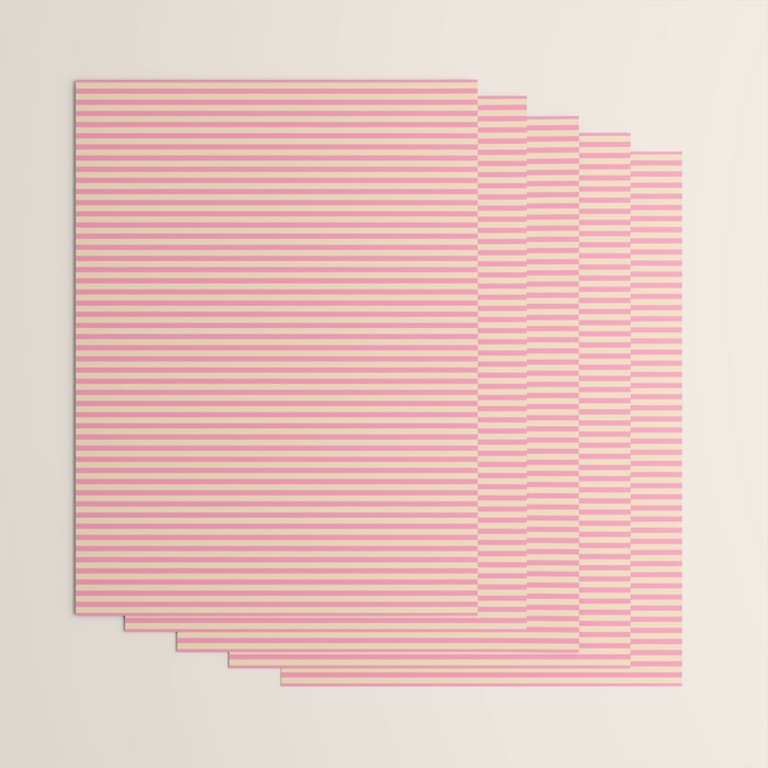 Fine Stripes Narrow Stripe Pattern Pink Cream Wrapping Paper Gallery Image 3