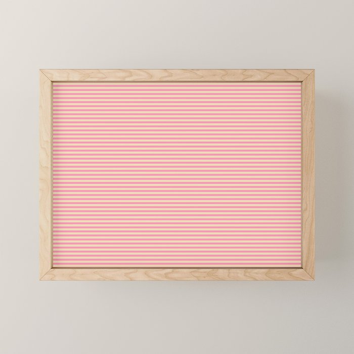 Fine Stripes Narrow Stripe Pattern Pink Cream Mini Art Print Gallery Image 1