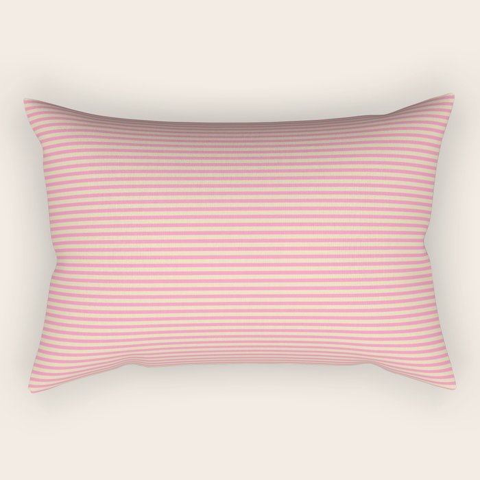 Fine Stripes Narrow Stripe Pattern Pink Cream Rectangular Pillow Gallery Image 2