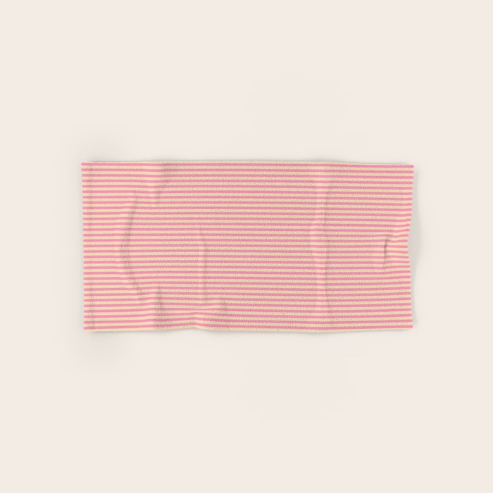 Fine Stripes Narrow Stripe Pattern Pink Cream Bath Towel Gallery Image 1