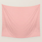 Fine Stripes Narrow Stripe Pattern Pink Cream Wall Tapestry Gallery Image 4