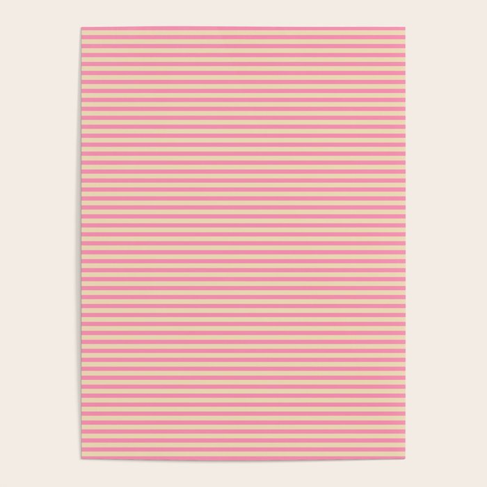 Fine Stripes Narrow Stripe Pattern Pink Cream Poster Gallery Image 4