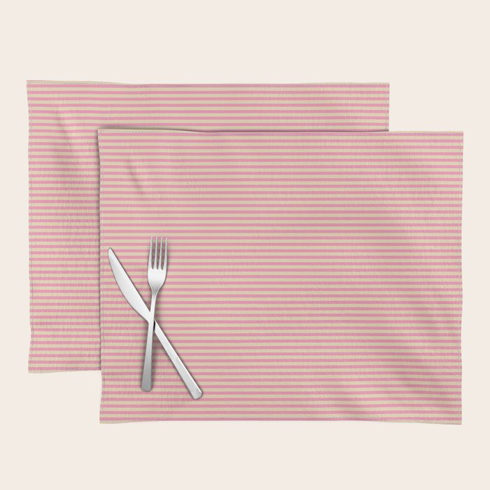 Fine Stripes Narrow Stripe Pattern Pink Cream Placemat Gallery Image 1