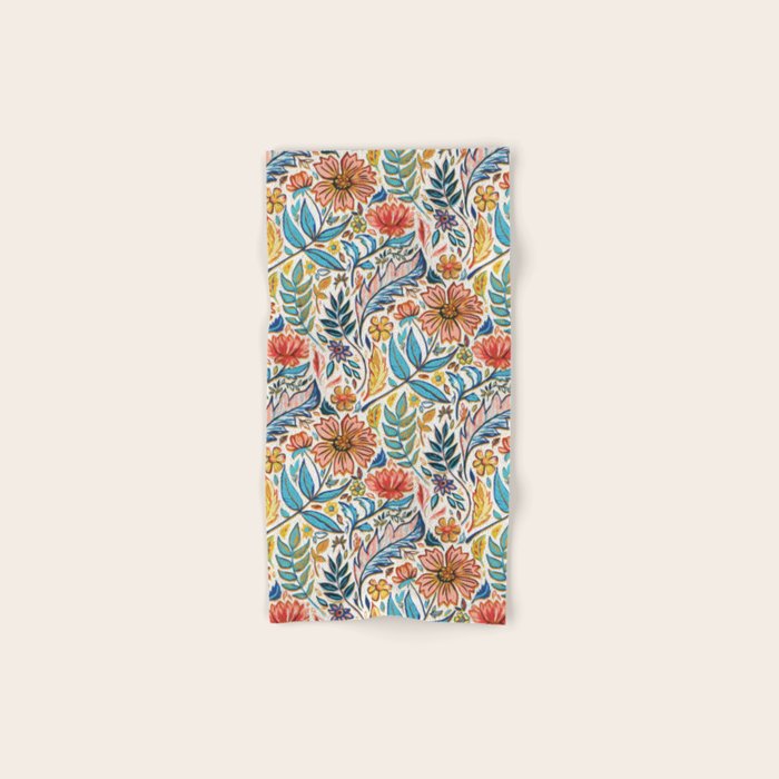 Vivid Colorful Art Nouveau Floral Bath Towel Gallery Image 1