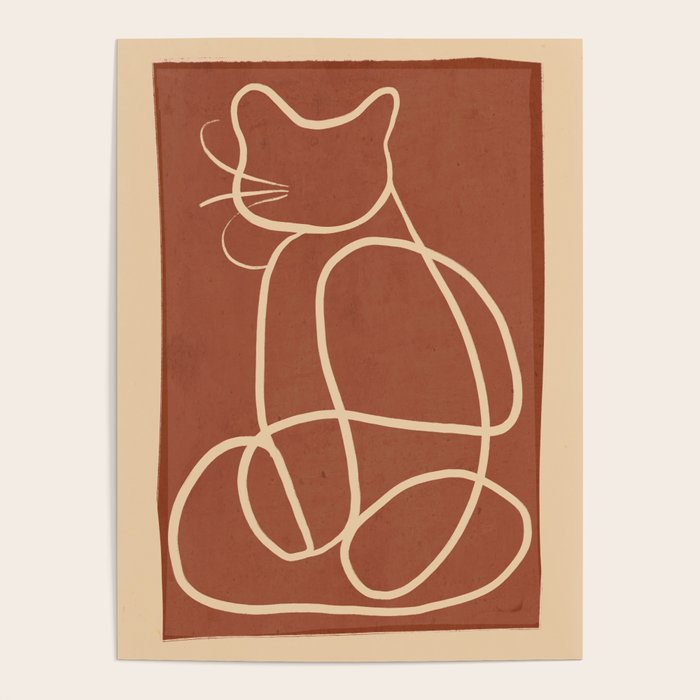 Abstract Line Art Cat 7 Poster Gallery Image 4