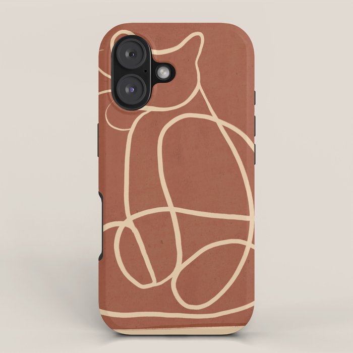 Abstract Line Art Cat 7 iPhone Case Gallery Image 1