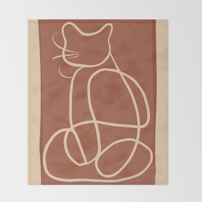 Abstract Line Art Cat 7 Throw Blanket Gallery Image 2