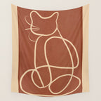 Abstract Line Art Cat 7 Wall Tapestry Gallery Image 4