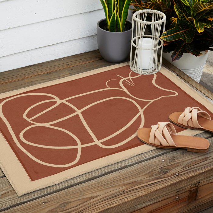 Abstract Line Art Cat 7 Outdoor Rug Gallery Image 2