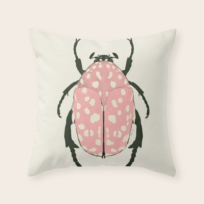  pink beetle insect Throw Pillow Gallery Image 6