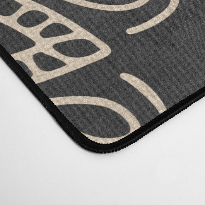 Mandala White Gold on Dark Gray Desk Mat Gallery Image 4