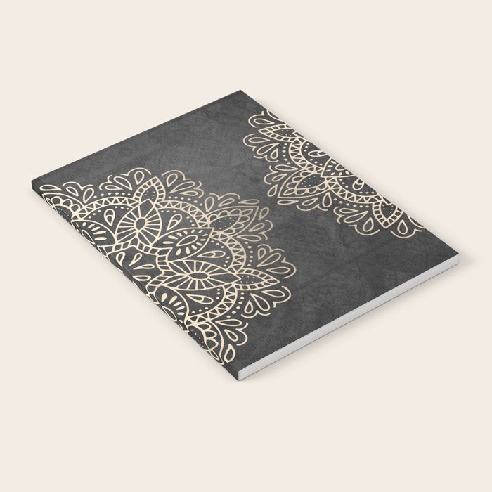 Mandala White Gold on Dark Gray Notebook Gallery Image 2