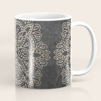 Mandala White Gold on Dark Gray Coffee Mug Gallery Image 1