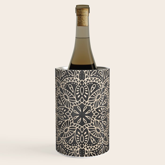 Mandala White Gold on Dark Gray Wine Chiller Gallery Image 1