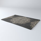 Mandala White Gold on Dark Gray Rug Gallery Image 3