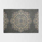 Mandala White Gold on Dark Gray Rug Gallery Image 2