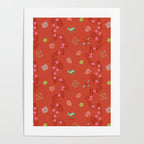 Whimsical Tiny Toys & Pine Branches in Red Poster Gallery Image 4