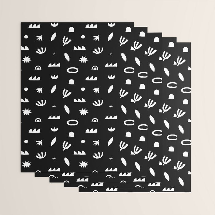 Black and white abstract organic shape pattern Wrapping Paper Gallery Image 3
