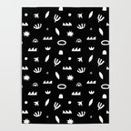 Black and white abstract organic shape pattern Poster Gallery Image 4