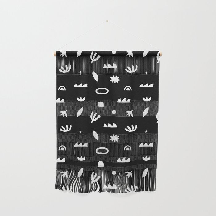 Black and white abstract organic shape pattern Wall Hanging Gallery Image 1